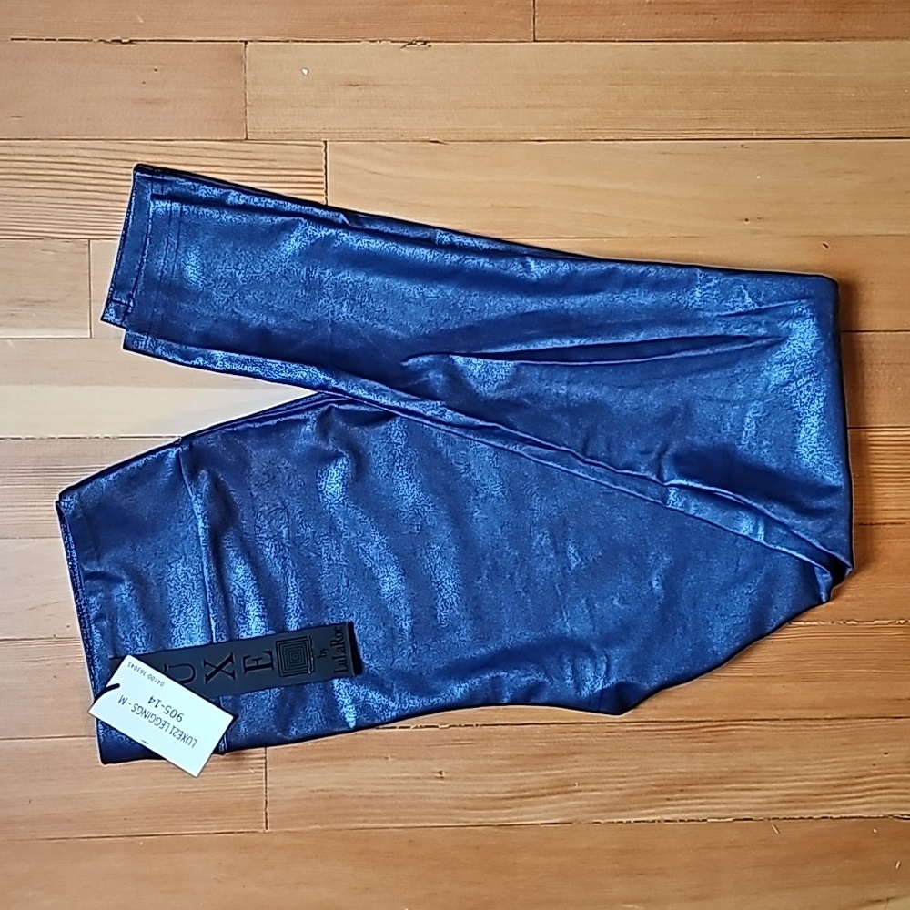 Lularoe Luxe Faux Leather Leggings M blue